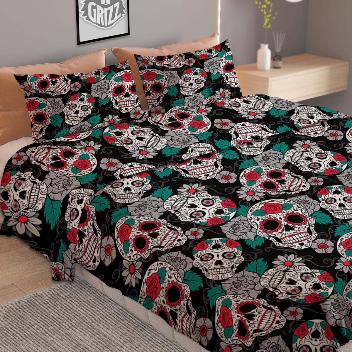 Symbol Viking Valknut Print Duvet Cover Bedding Set