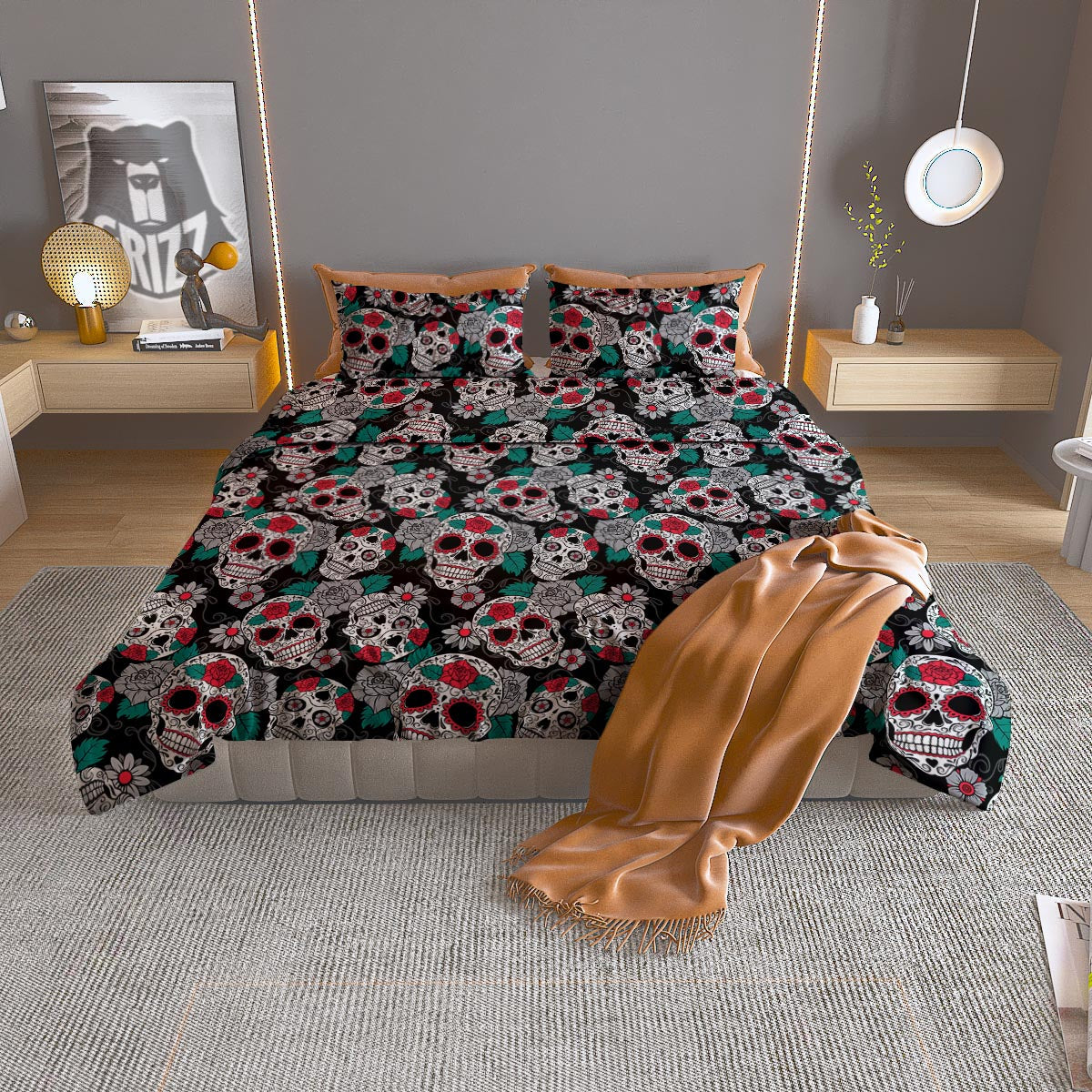 Symbol Viking Valknut Print Duvet Cover Bedding Set