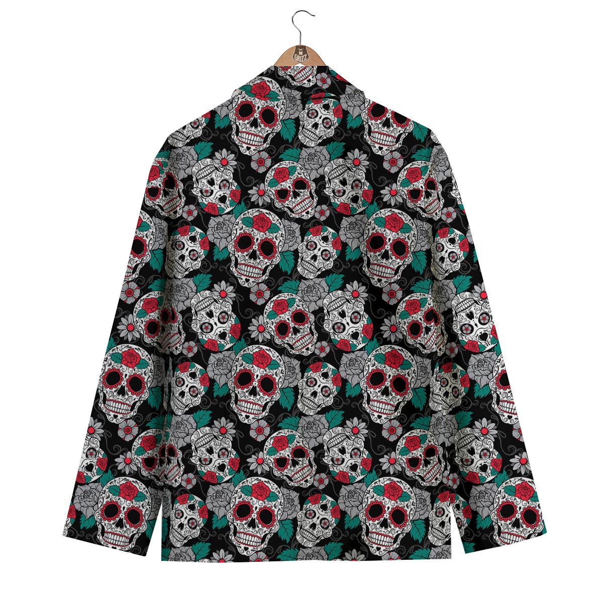 Sugar Skull Rose Floral Print Pattern Men's Blazer-grizzshop