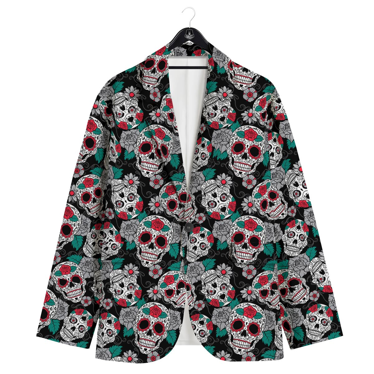 Sugar Skull Rose Floral Print Pattern Men's Sport Coat-grizzshop