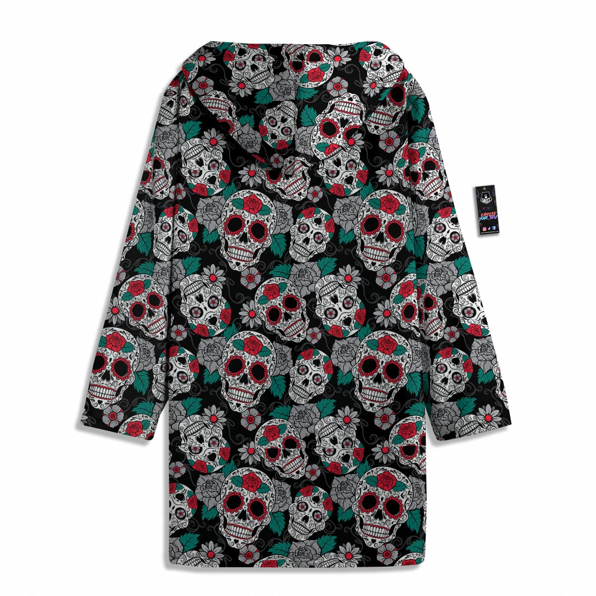 Sugar Skull Rose Floral Print Pattern Men's Windbreaker Jacket-grizzshop