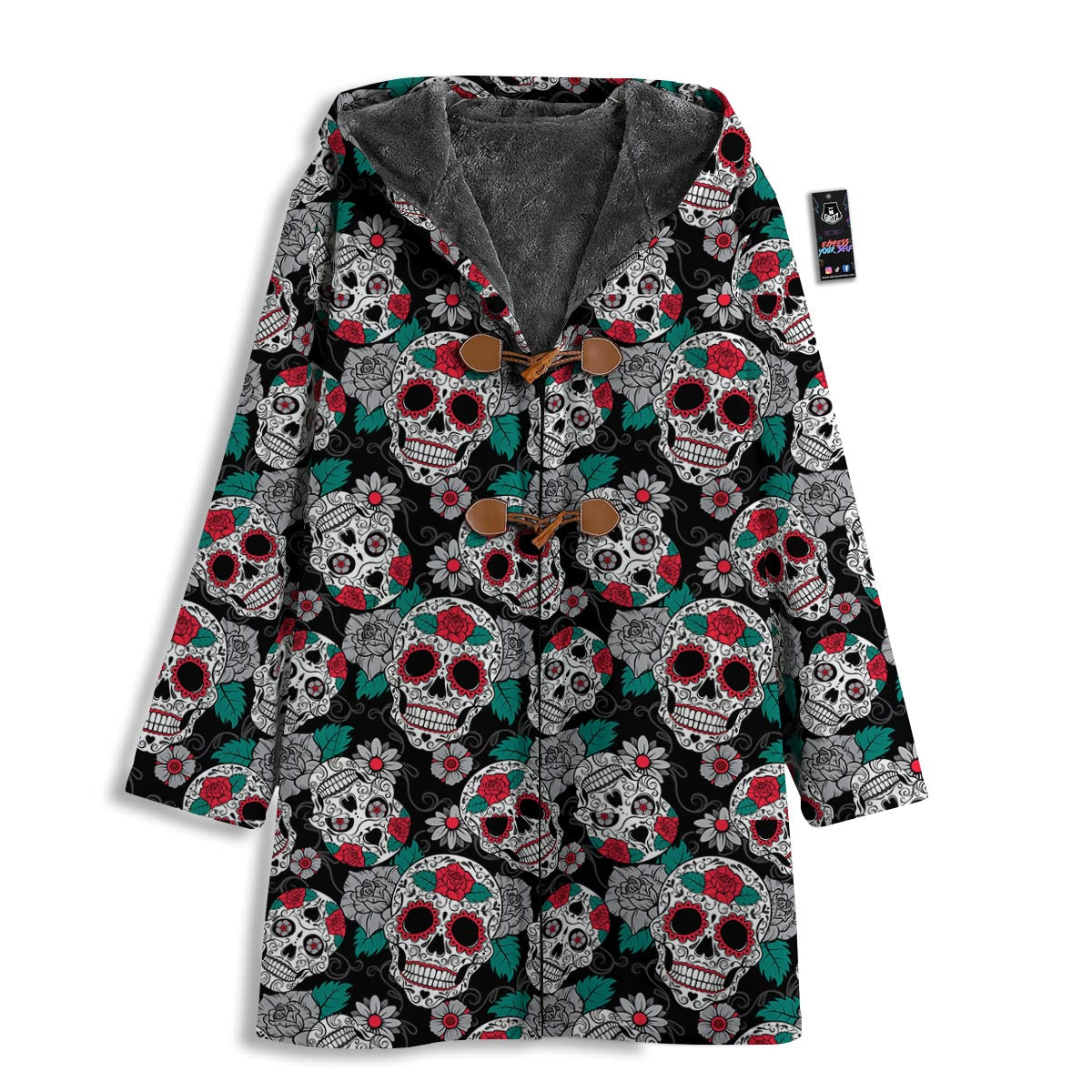 Sugar Skull Rose Floral Print Pattern Men's Windbreaker Jacket-grizzshop