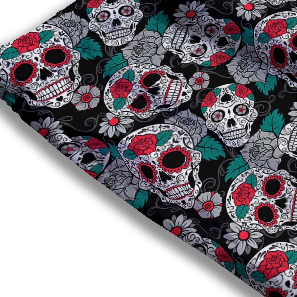 Sugar Skull Rose Floral Print Pattern Mesh Shorts