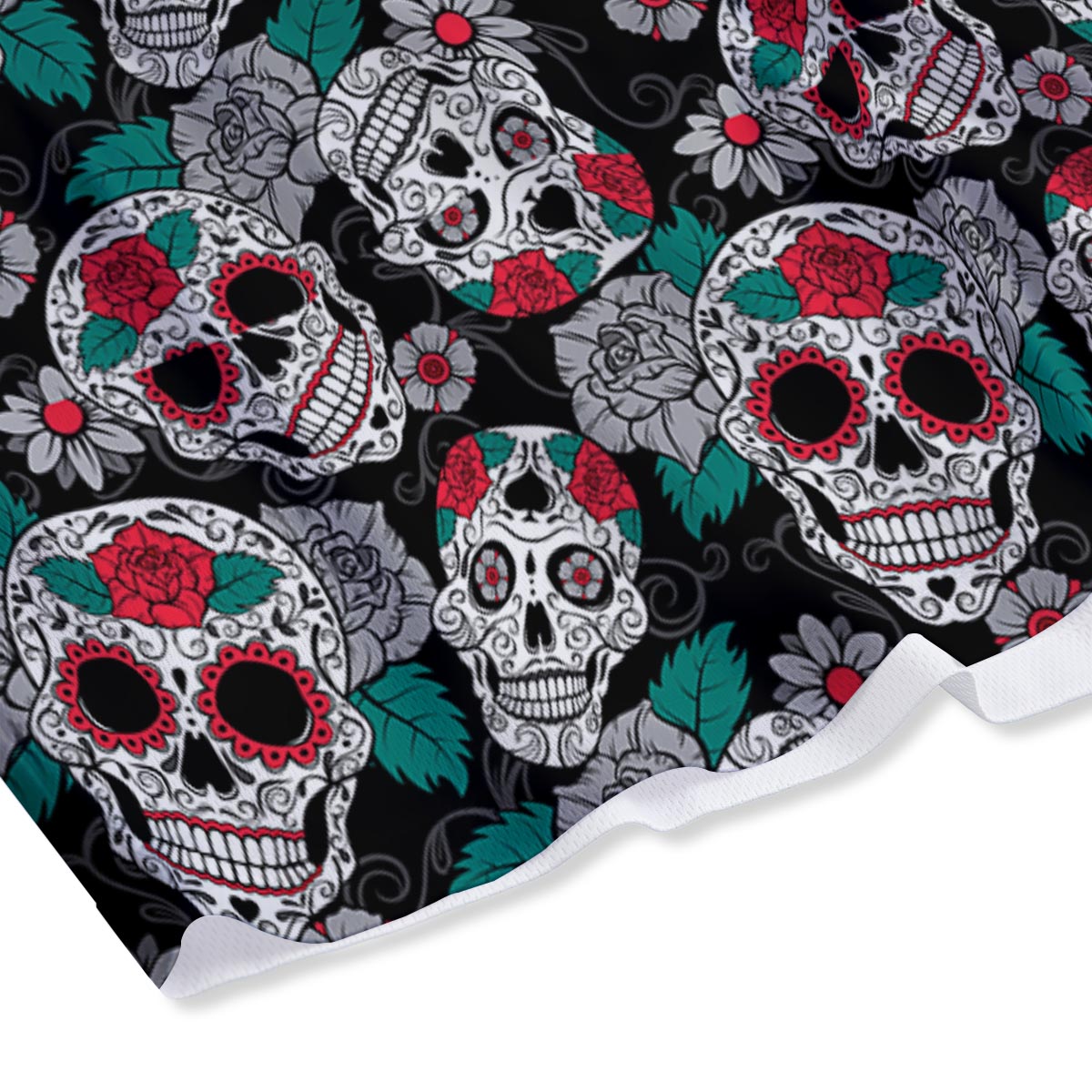 Sugar Skull Rose Floral Print Pattern Mesh Shorts