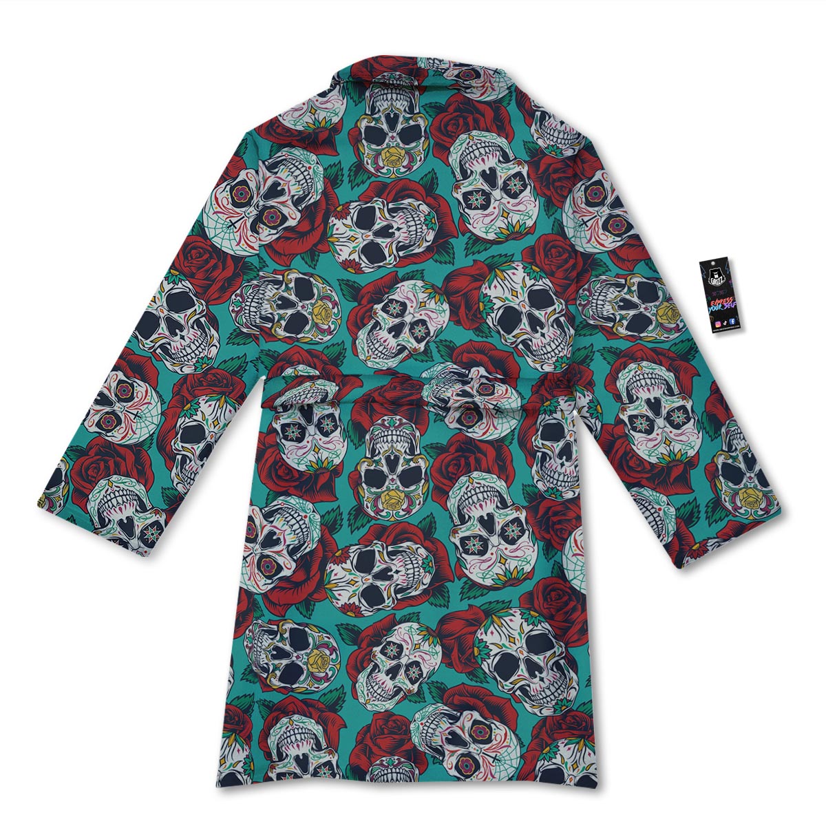 Sugar Skull Rose Flower Print Pattern Bathrobe-grizzshop
