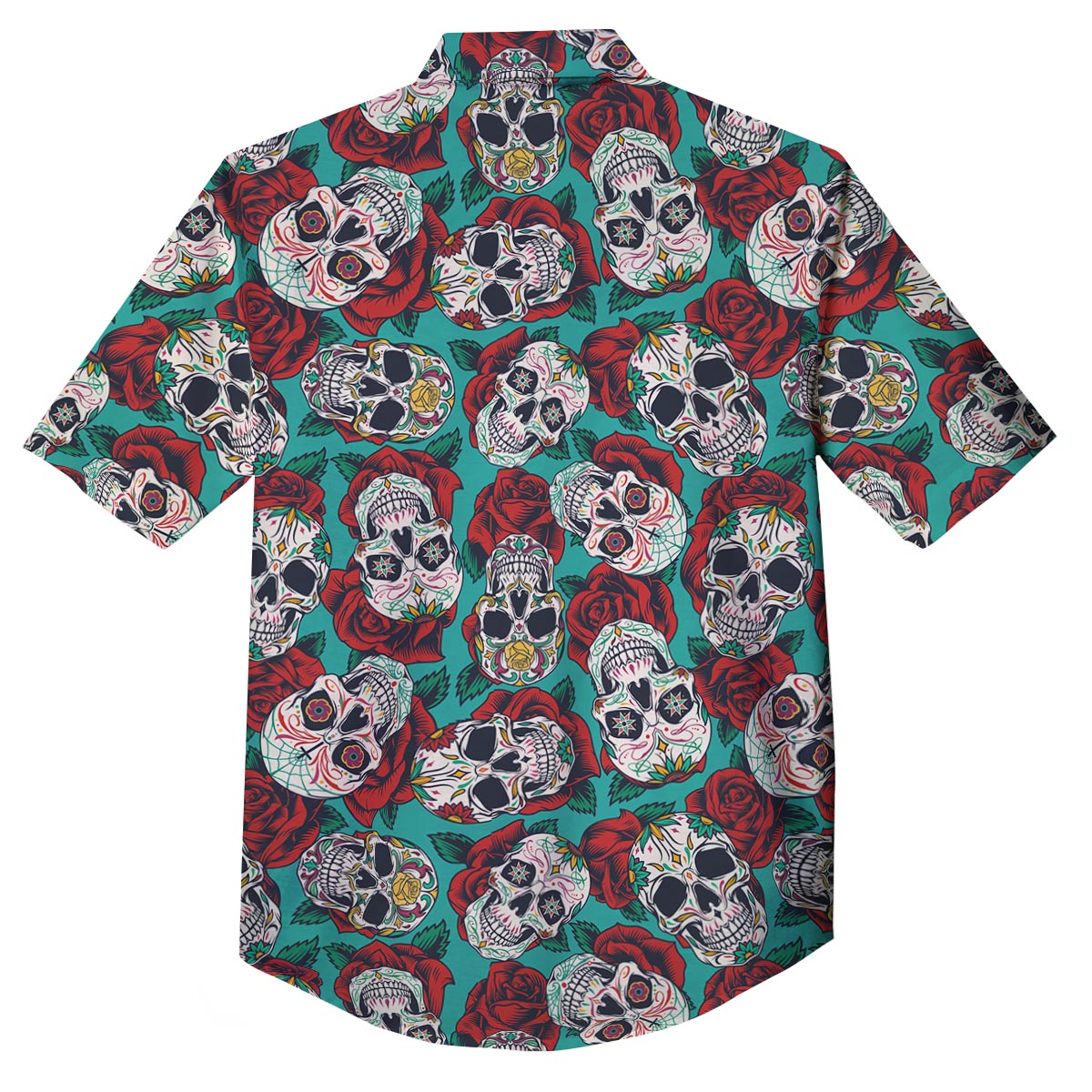 Sugar Skull Rose Flower Print Pattern Button Up Shirt-grizzshop