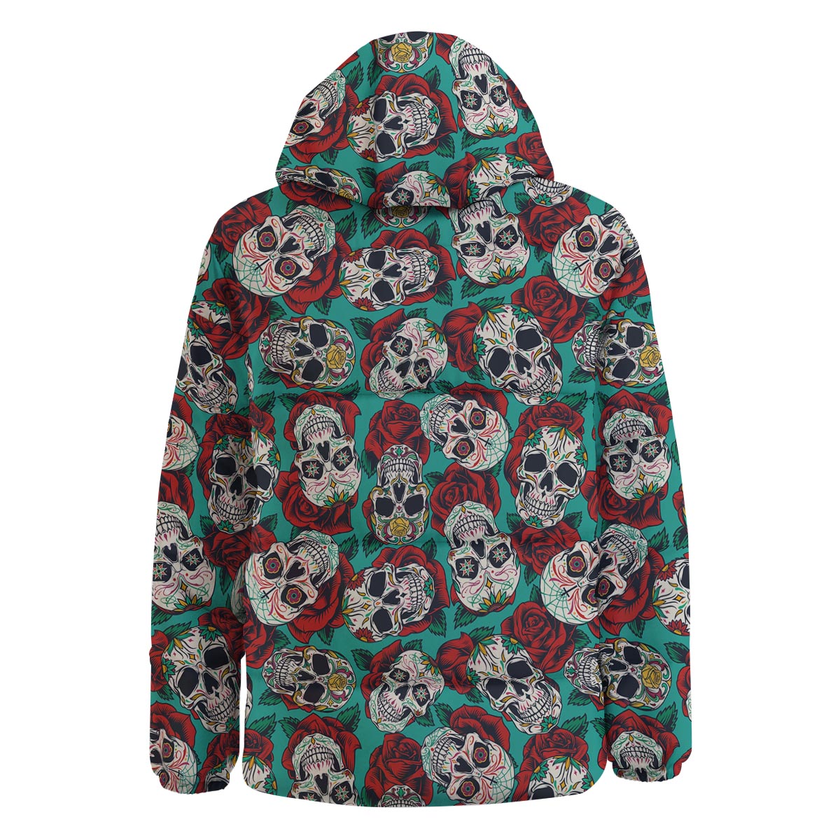 Sugar Skull Rose Flower Print Pattern Down Jacket-grizzshop