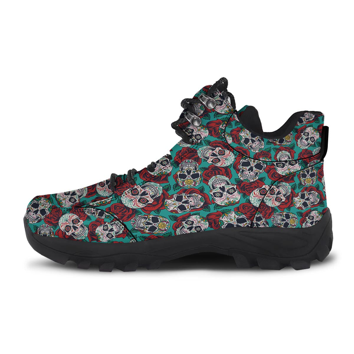 Sugar Skull Rose Flower Print Pattern Hiking Shoes-grizzshop