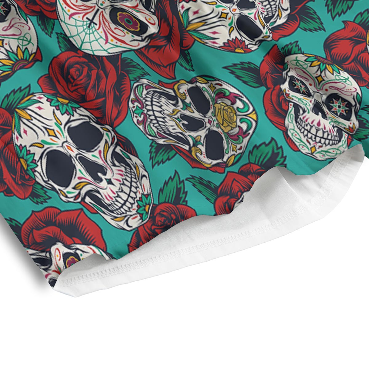 Sugar Skull Rose Flower Print Pattern Men's Athletic Shorts