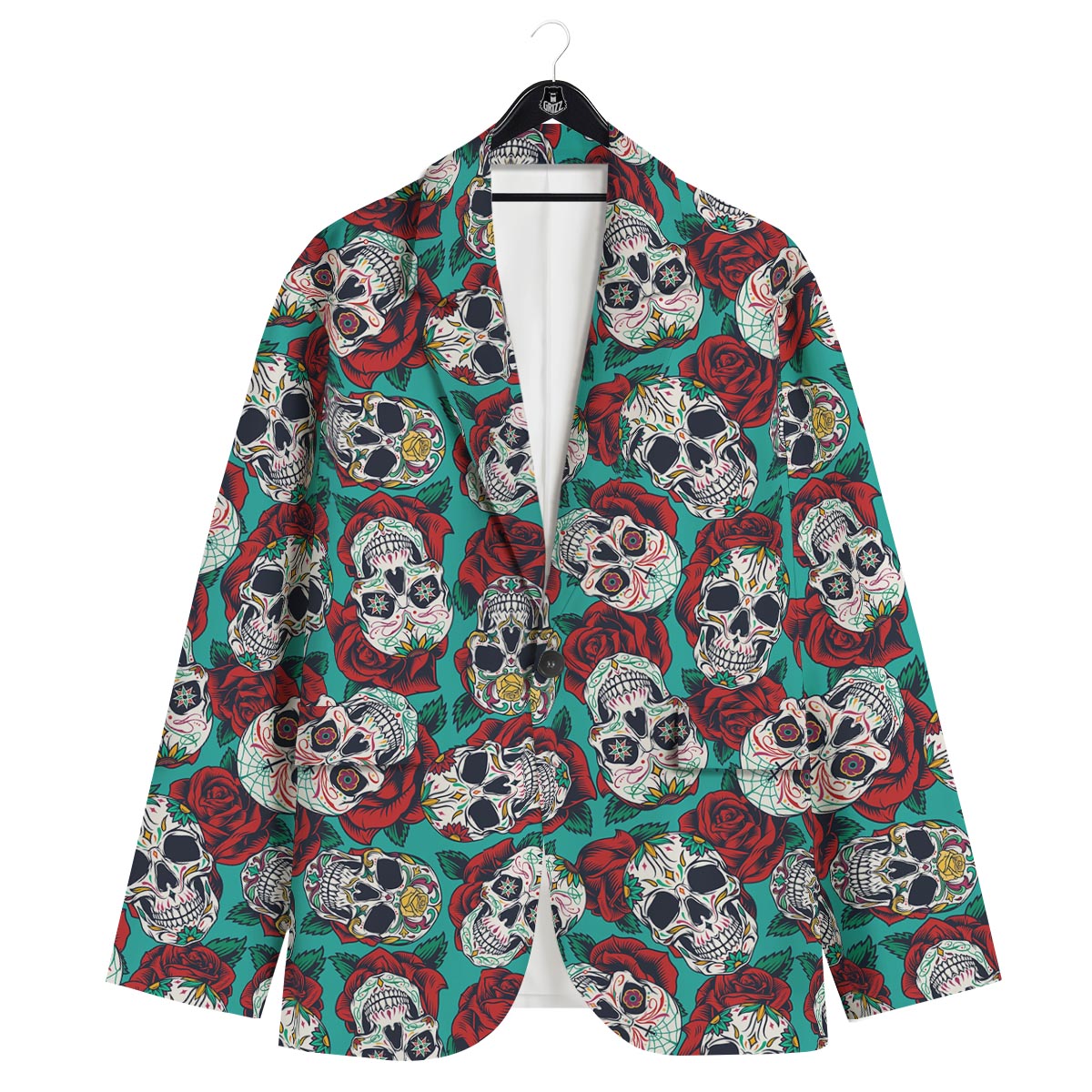 Sugar Skull Rose Flower Print Pattern Men's Sport Coat-grizzshop