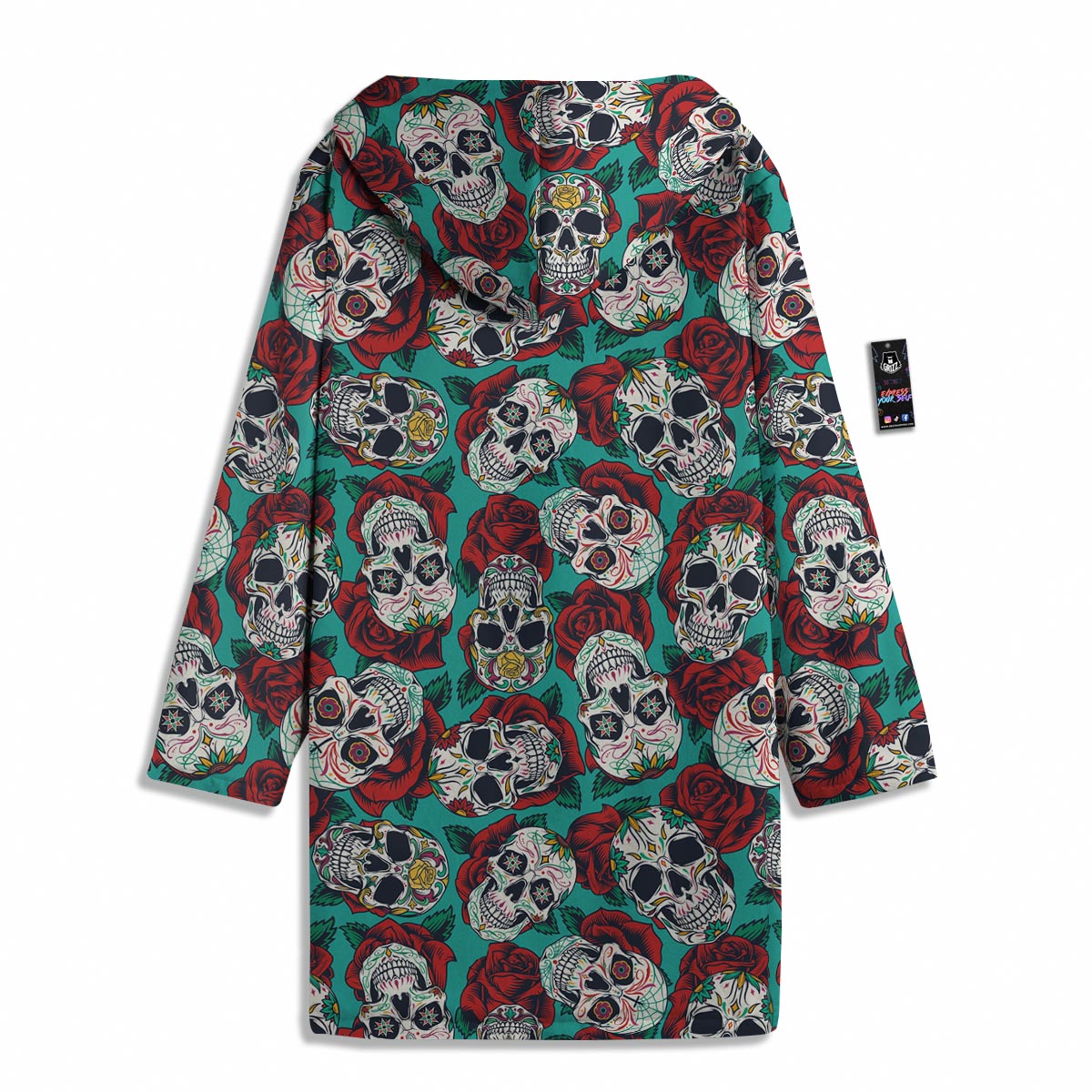Sugar Skull Rose Flower Print Pattern Men's Windbreaker Jacket-grizzshop