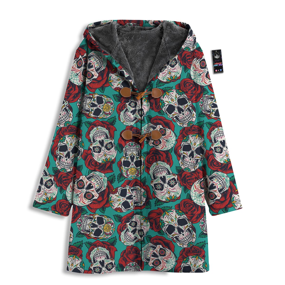 Sugar Skull Rose Flower Print Pattern Men's Windbreaker Jacket-grizzshop