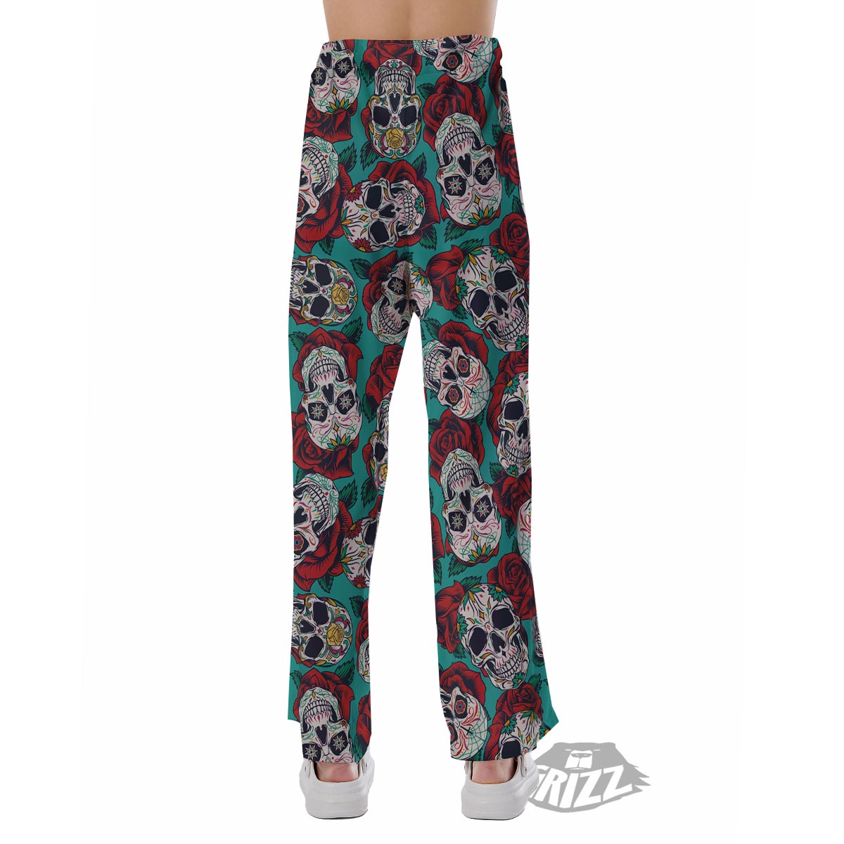 Sugar Skull Rose Flower Print Pattern Pajama Pants-grizzshop