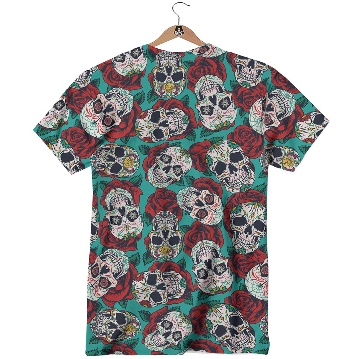Sugar Skull Rose Flower Print Pattern T-Shirt-grizzshop