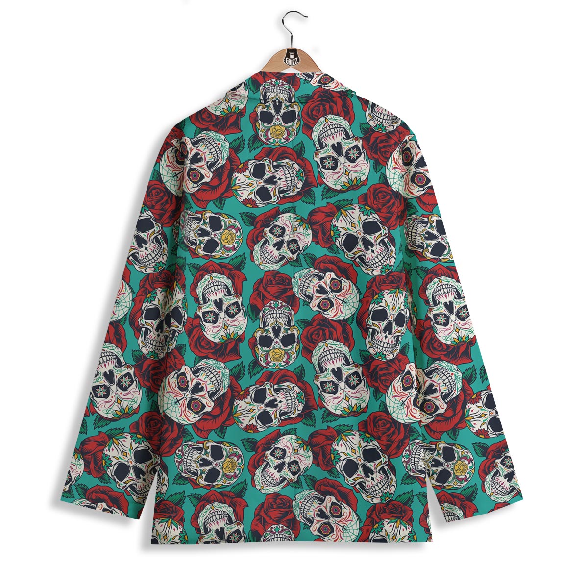 Sugar Skull Rose Flower Print Pattern Women's Blazer-grizzshop