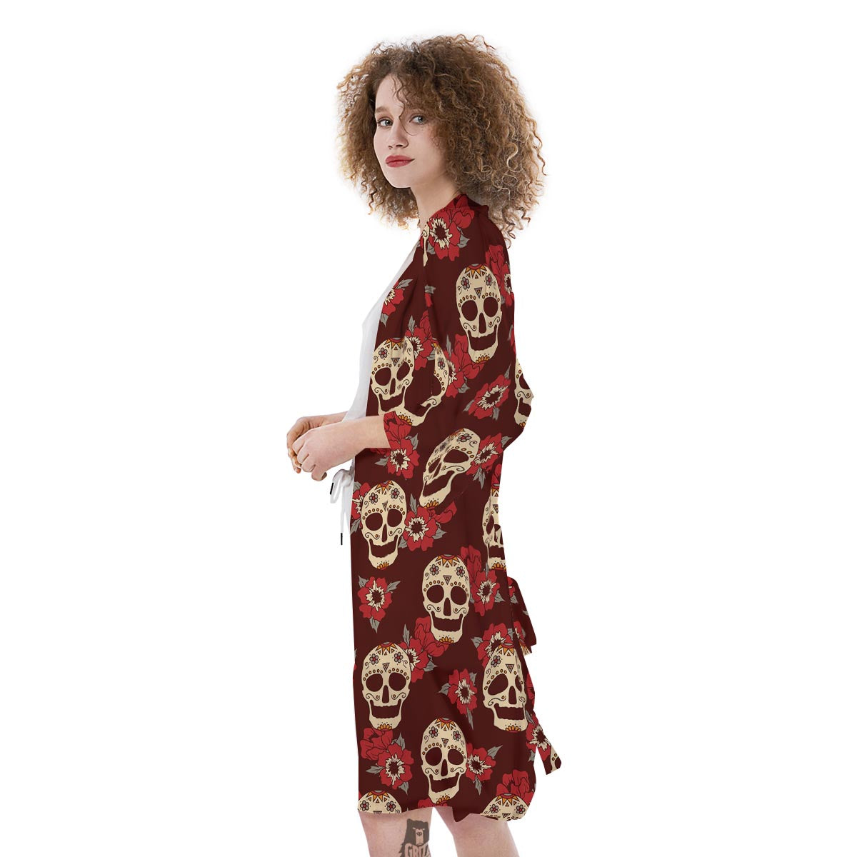 Sugar Skull Rose Print Pattern Kimono-grizzshop