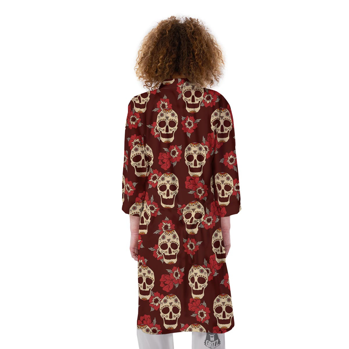 Sugar Skull Rose Print Pattern Kimono-grizzshop