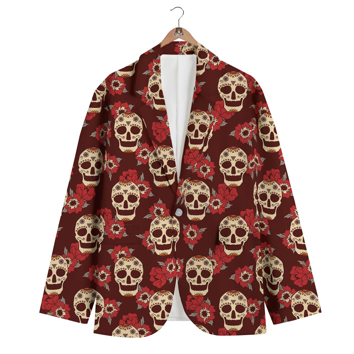 Sugar Skull Rose Print Pattern Men's Blazer-grizzshop