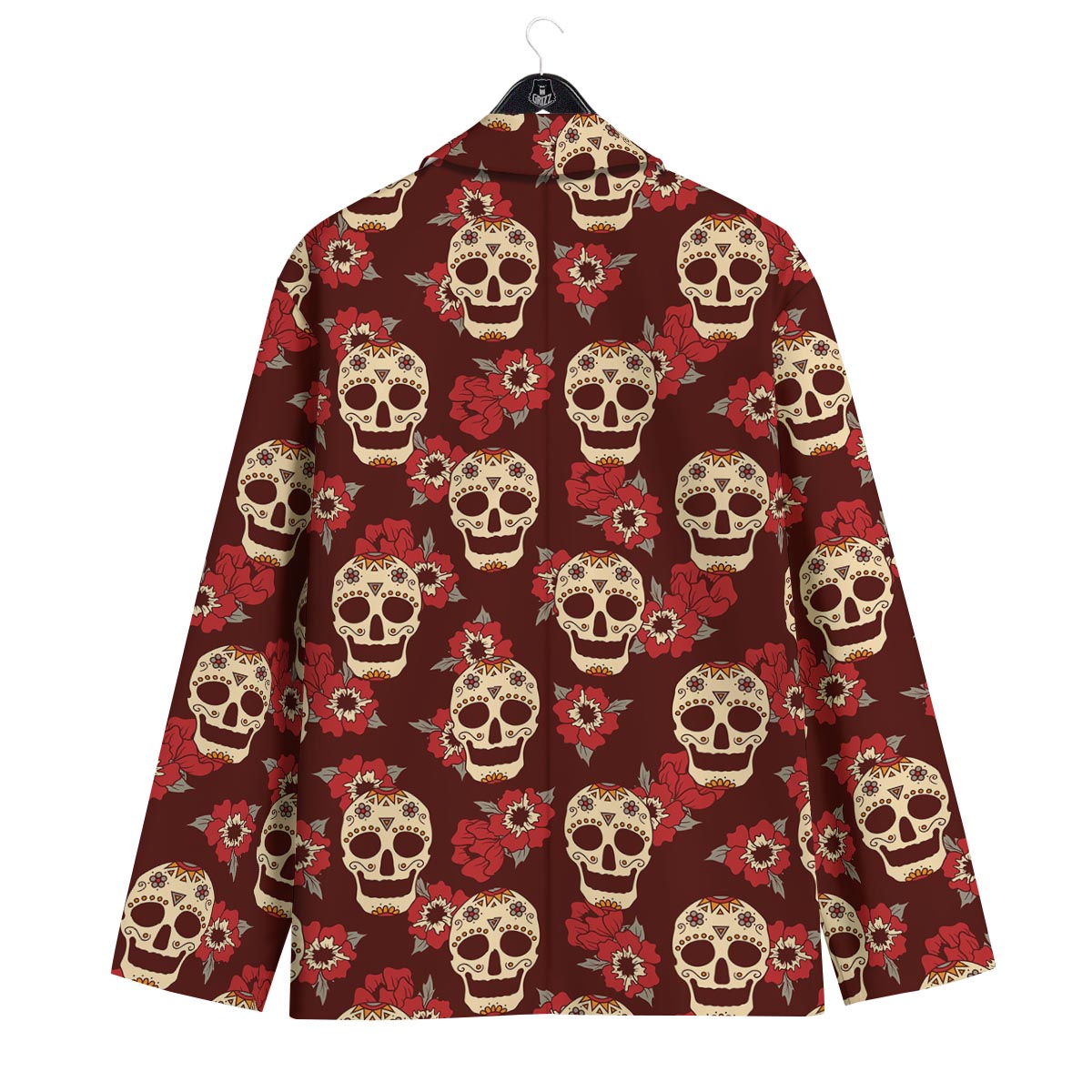 Sugar Skull Rose Print Pattern Men's Sport Coat-grizzshop