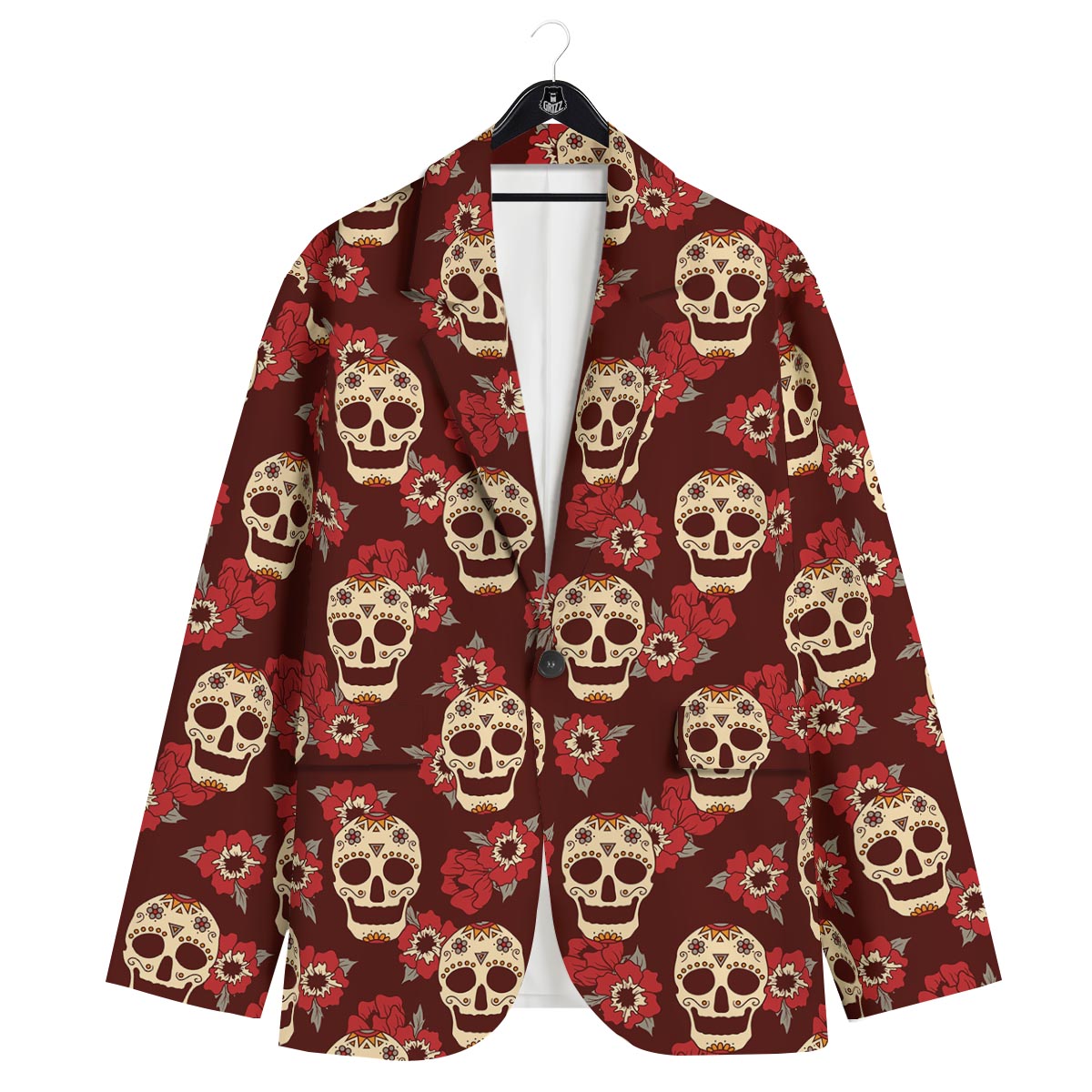 Sugar Skull Rose Print Pattern Men's Sport Coat-grizzshop