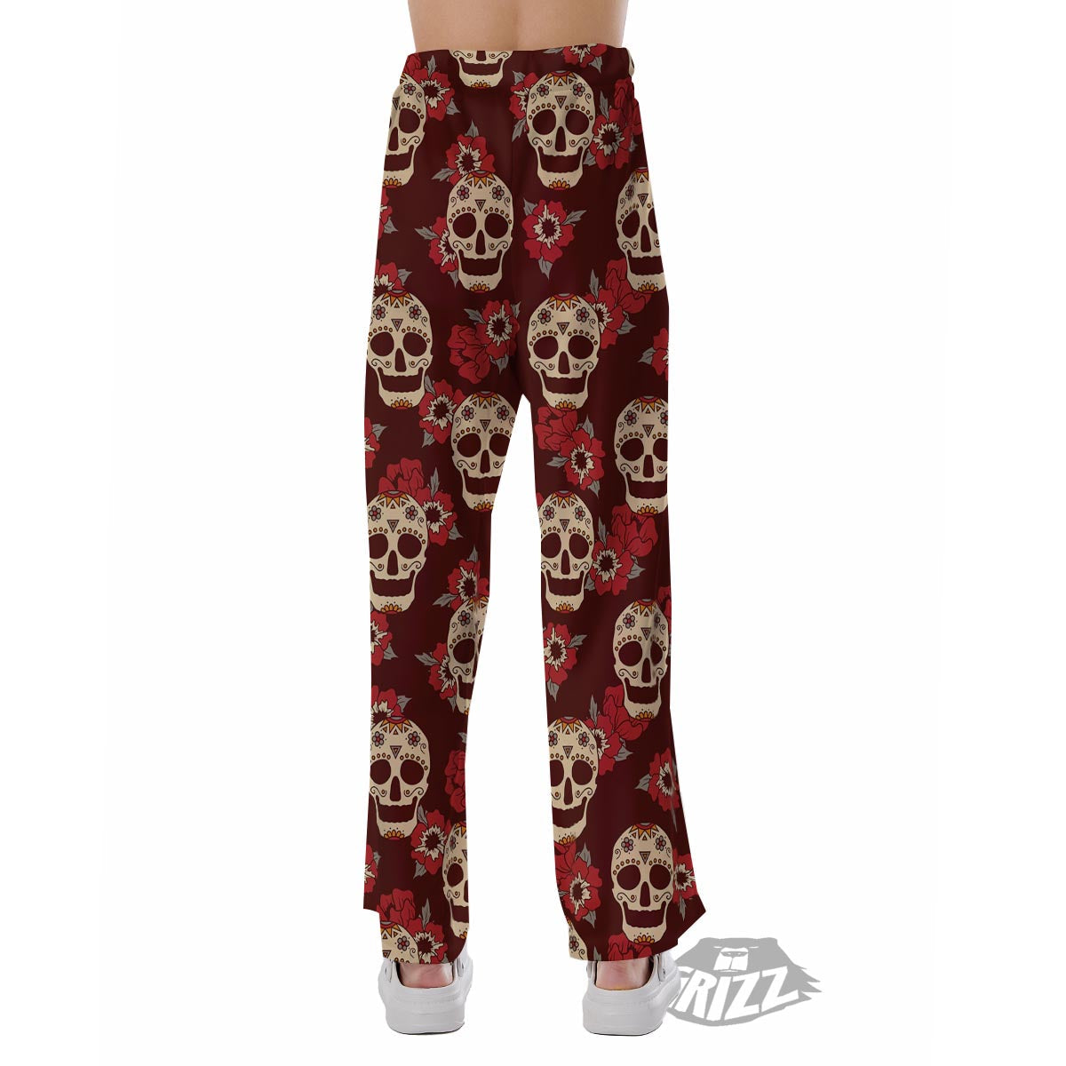 Sugar Skull Rose Print Pattern Pajama Pants-grizzshop