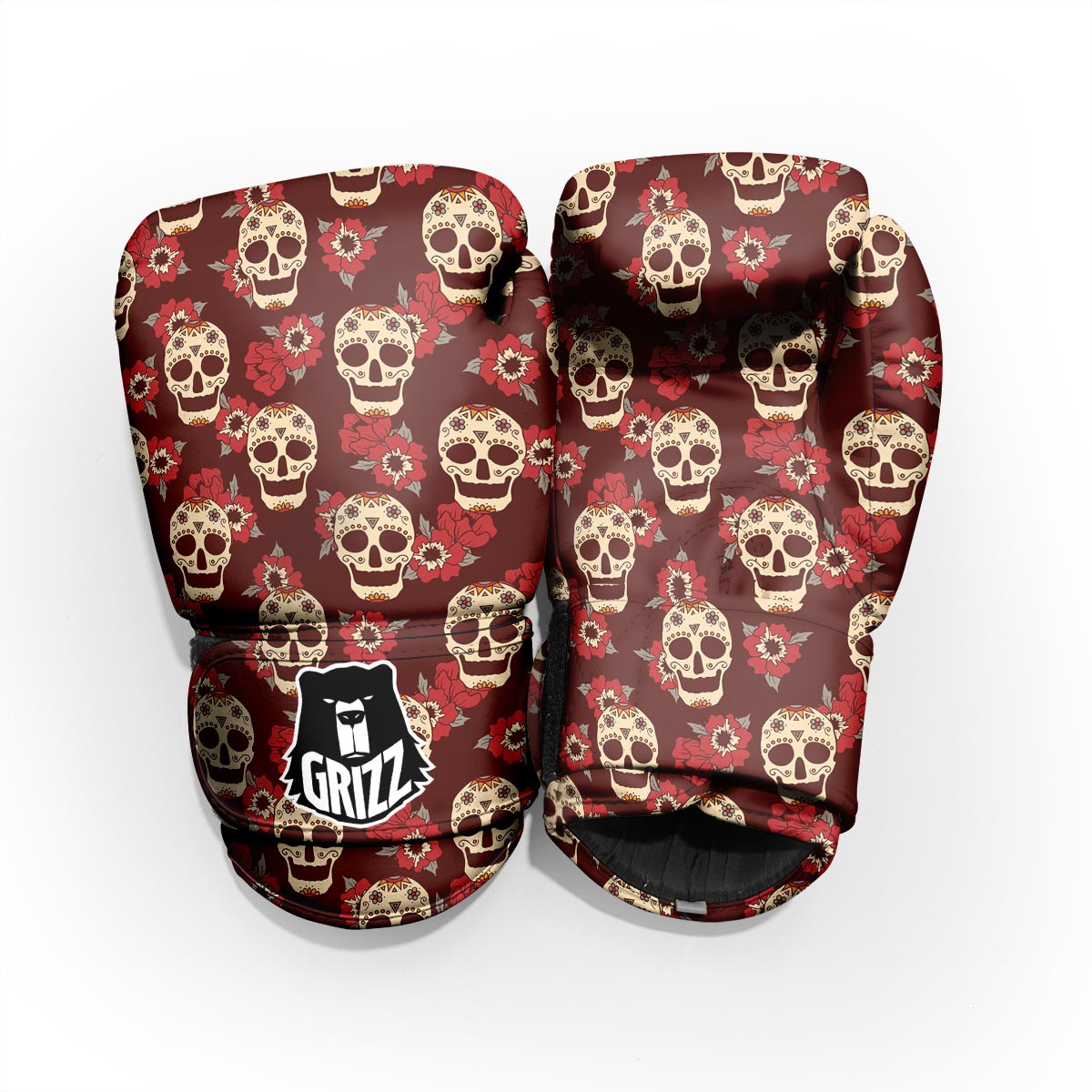 Sugar Skull Rose Print Pattern Pro Boxing Glove