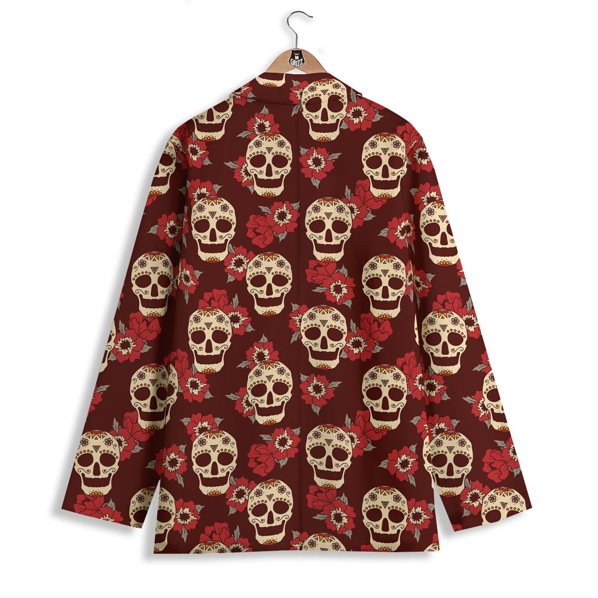 Sugar Skull Rose Print Pattern Women's Blazer-grizzshop