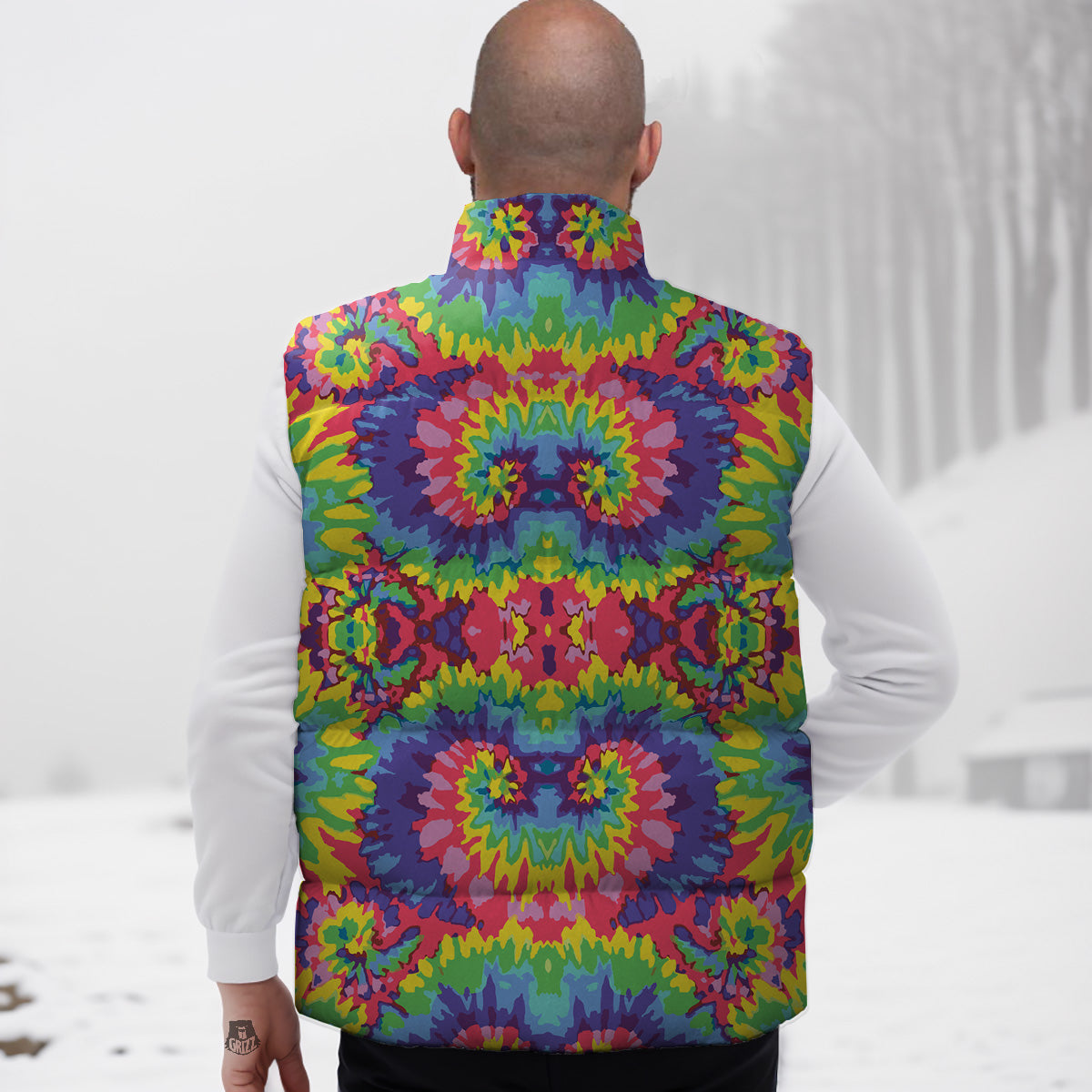 Tie Dye Colorful Abstract Print Pattern Down Vest