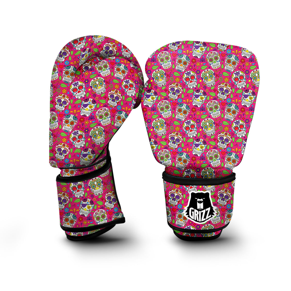 Sugar Skull Skeleton Girly Floral Pirate Pattern Print Boxing Gloves-grizzshop