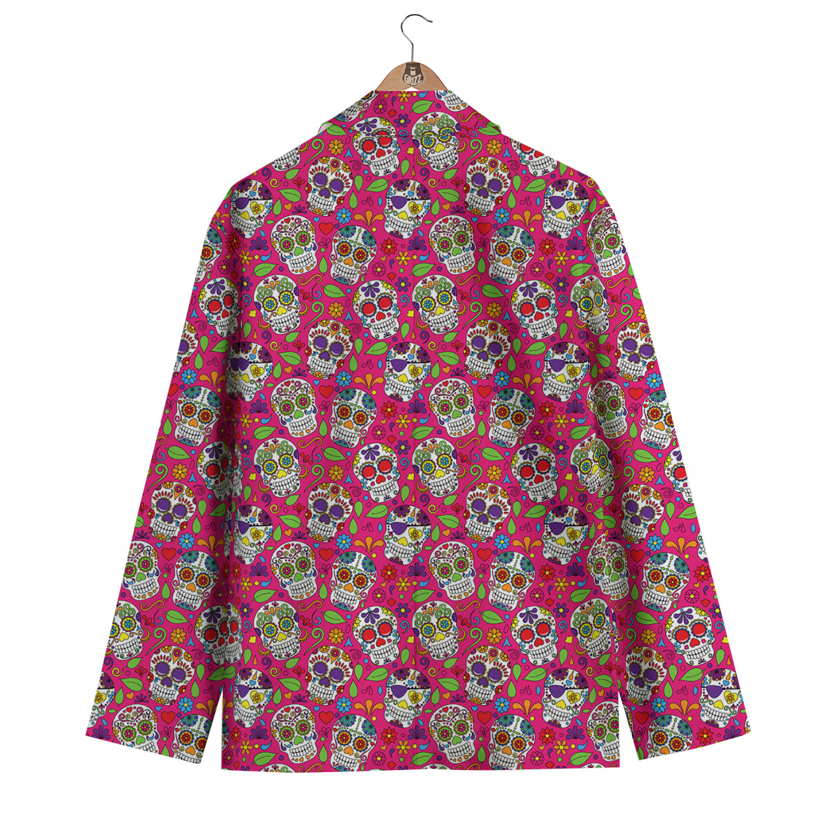Sugar Skull Skeleton Girly Floral Pirate Pattern Print Men's Blazer-grizzshop