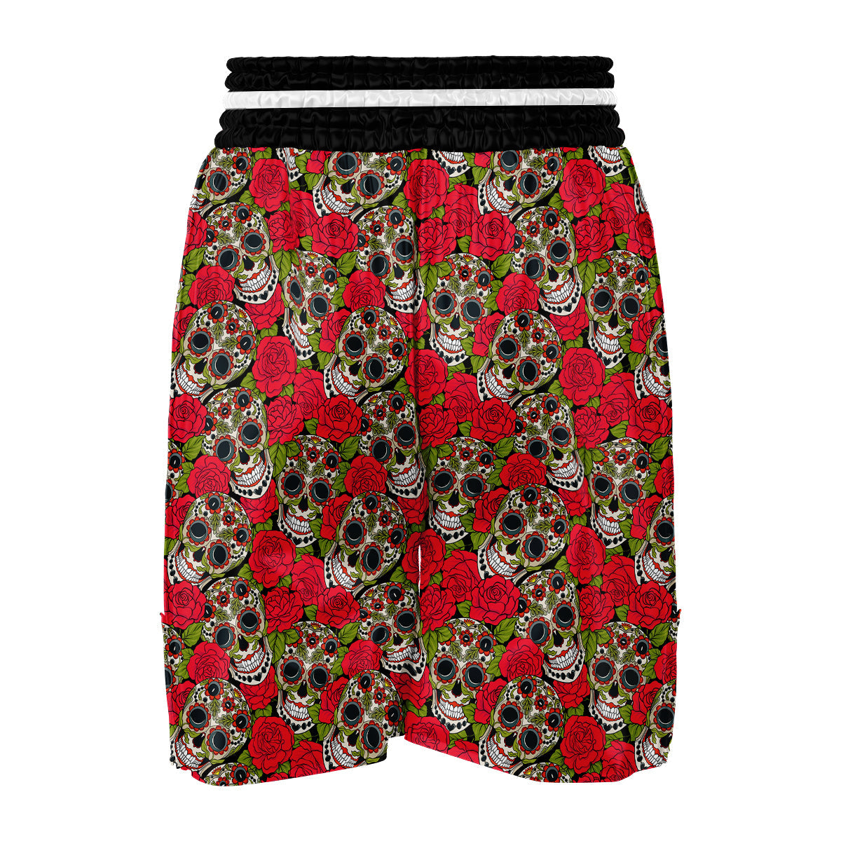 Sugar Skull Skeleton Girly Floral Rose Pattern Print Boxing Shorts-grizzshop