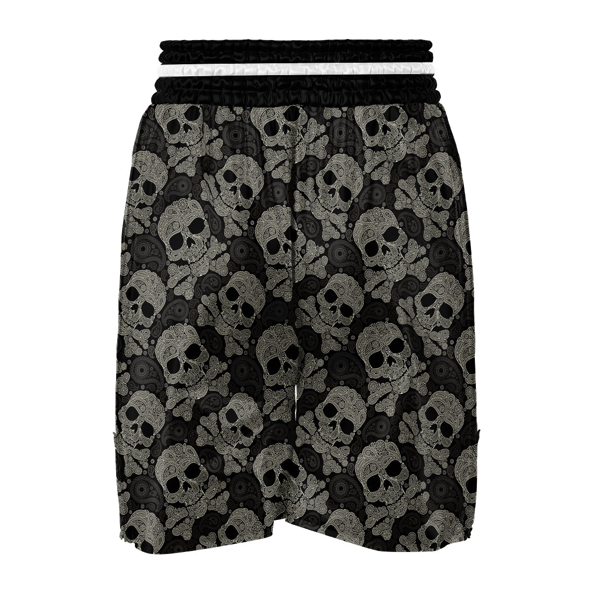 Sugar Skull Skeleton Girly Paisley Pattern Print Boxing Shorts-grizzshop