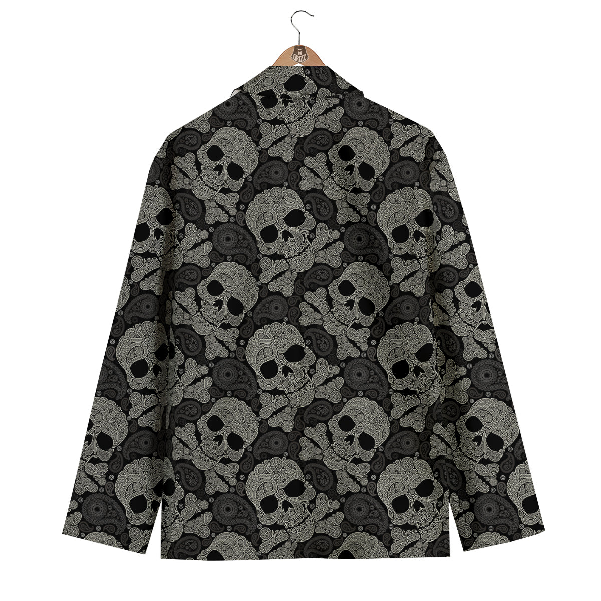 Sugar Skull Skeleton Girly Paisley Pattern Print Men's Blazer-grizzshop