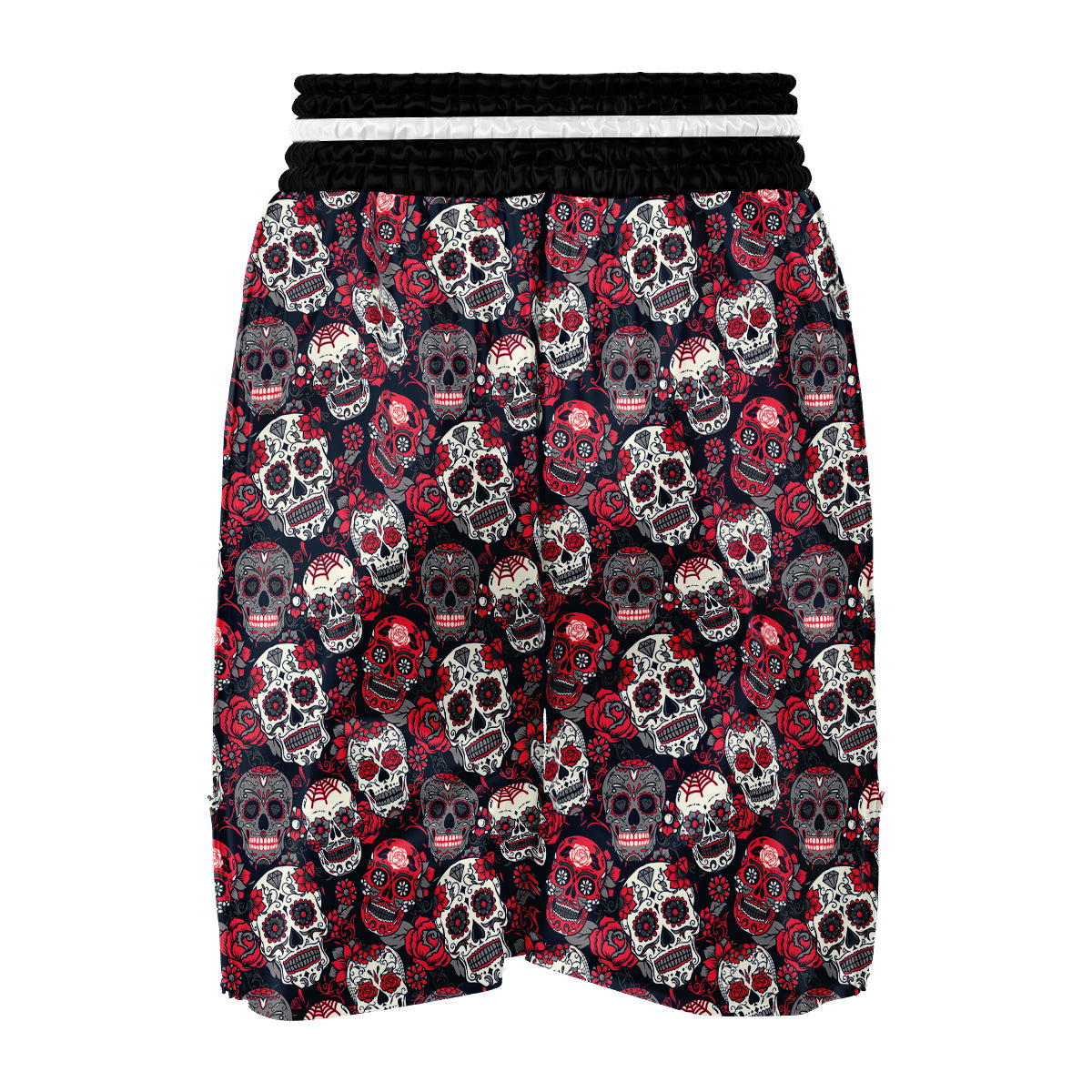 Sugar Skull Skeleton Girly Rose Floral Pattern Print Boxing Shorts-grizzshop