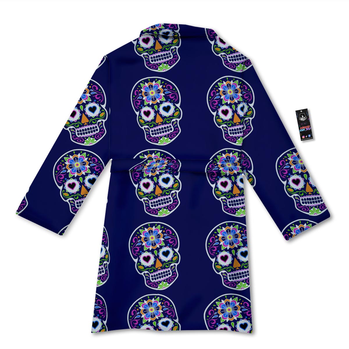Sugar Skull Teal Pink Print Pattern Bathrobe-grizzshop
