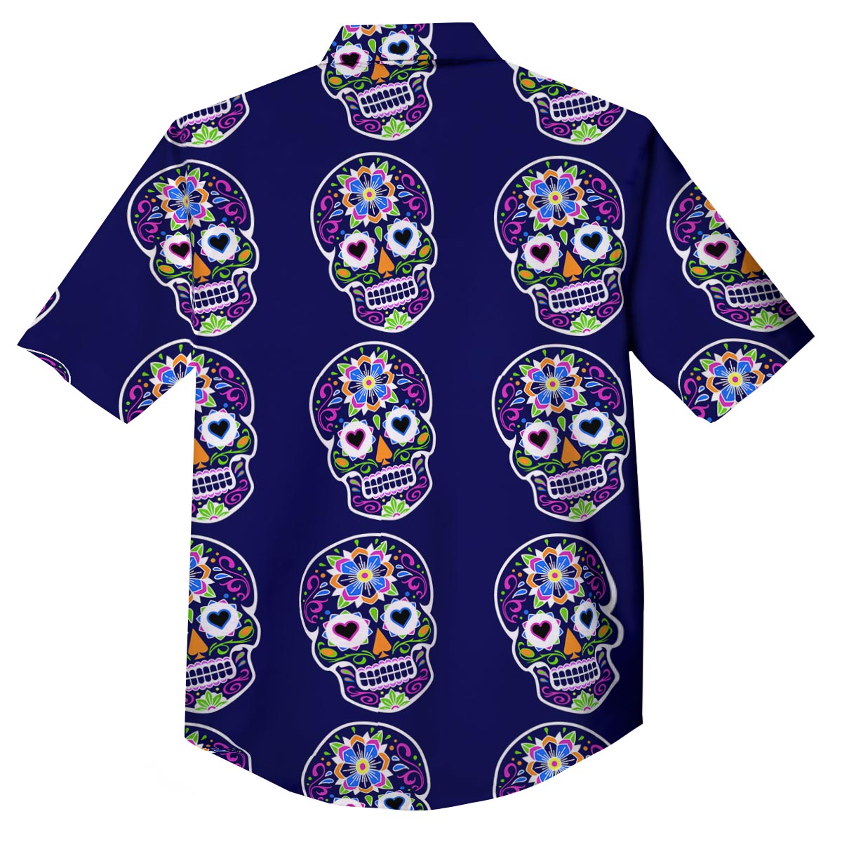 Sugar Skull Teal Pink Print Pattern Button Up Shirt-grizzshop