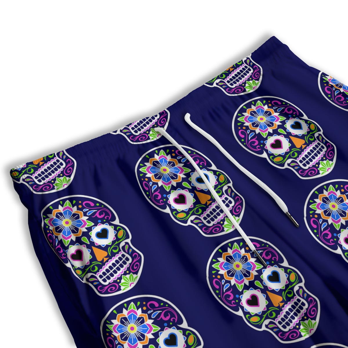 Sugar Skull Teal Pink Print Pattern Men's Athletic Shorts
