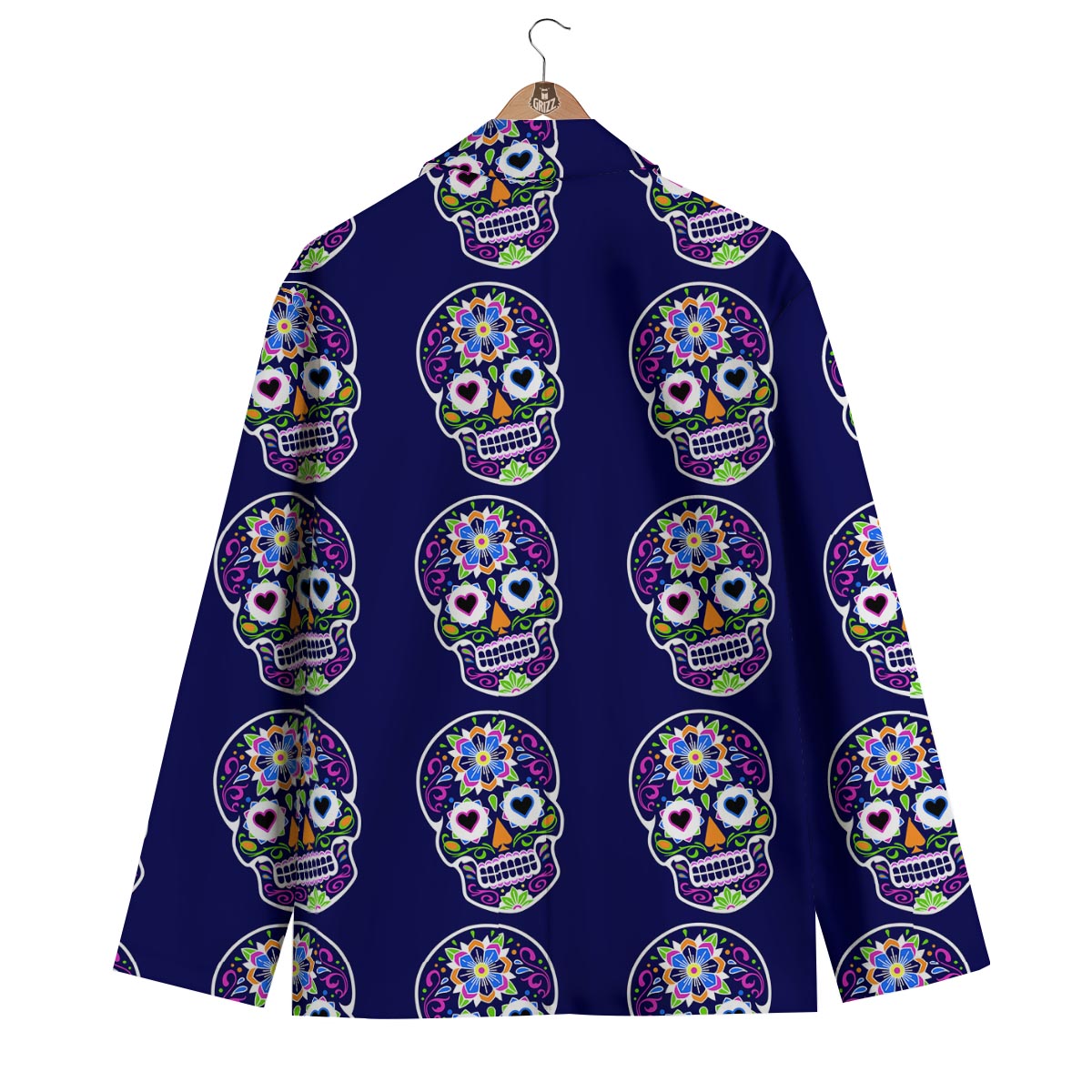 Sugar Skull Teal Pink Print Pattern Men's Blazer-grizzshop