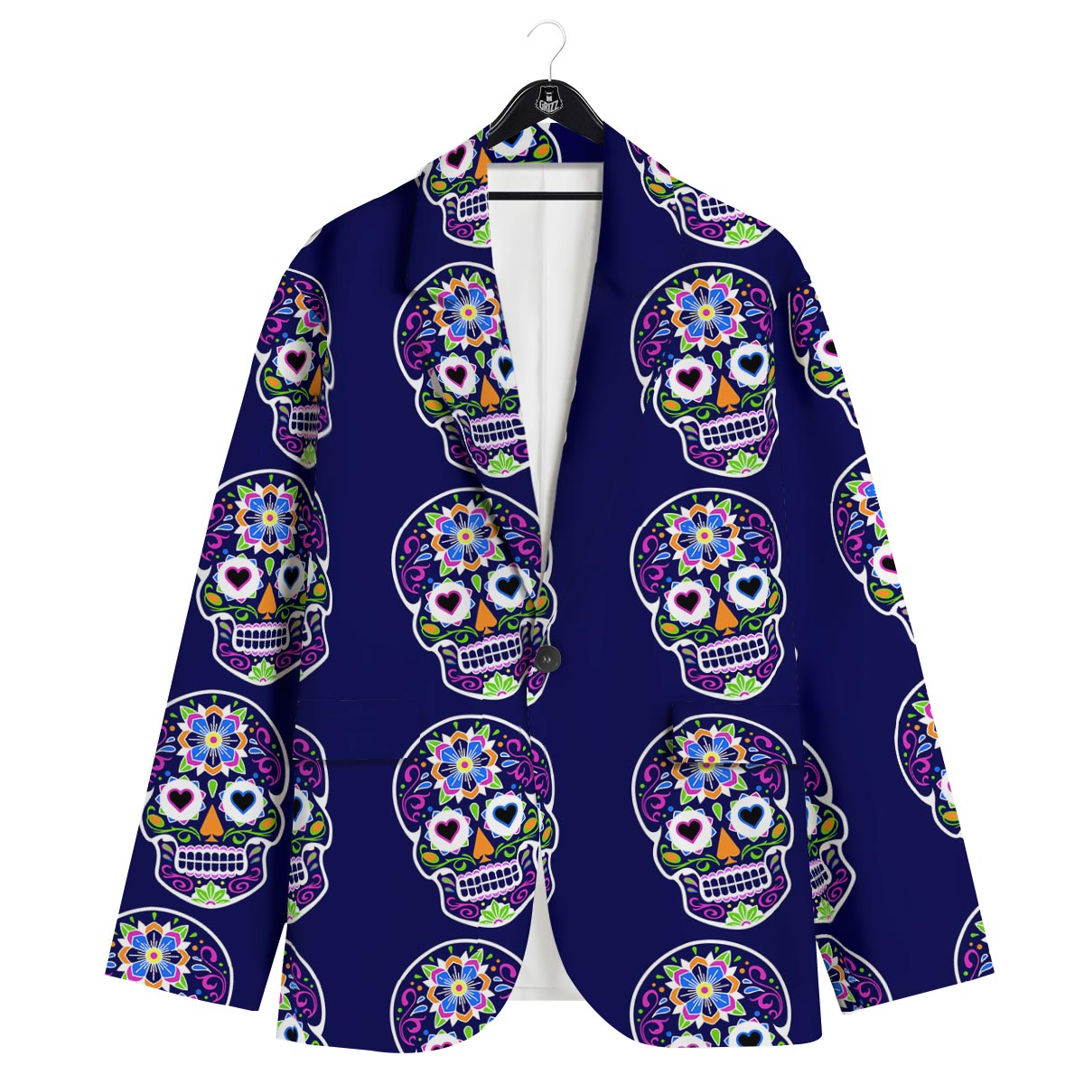 Sugar Skull Teal Pink Print Pattern Men's Sport Coat-grizzshop