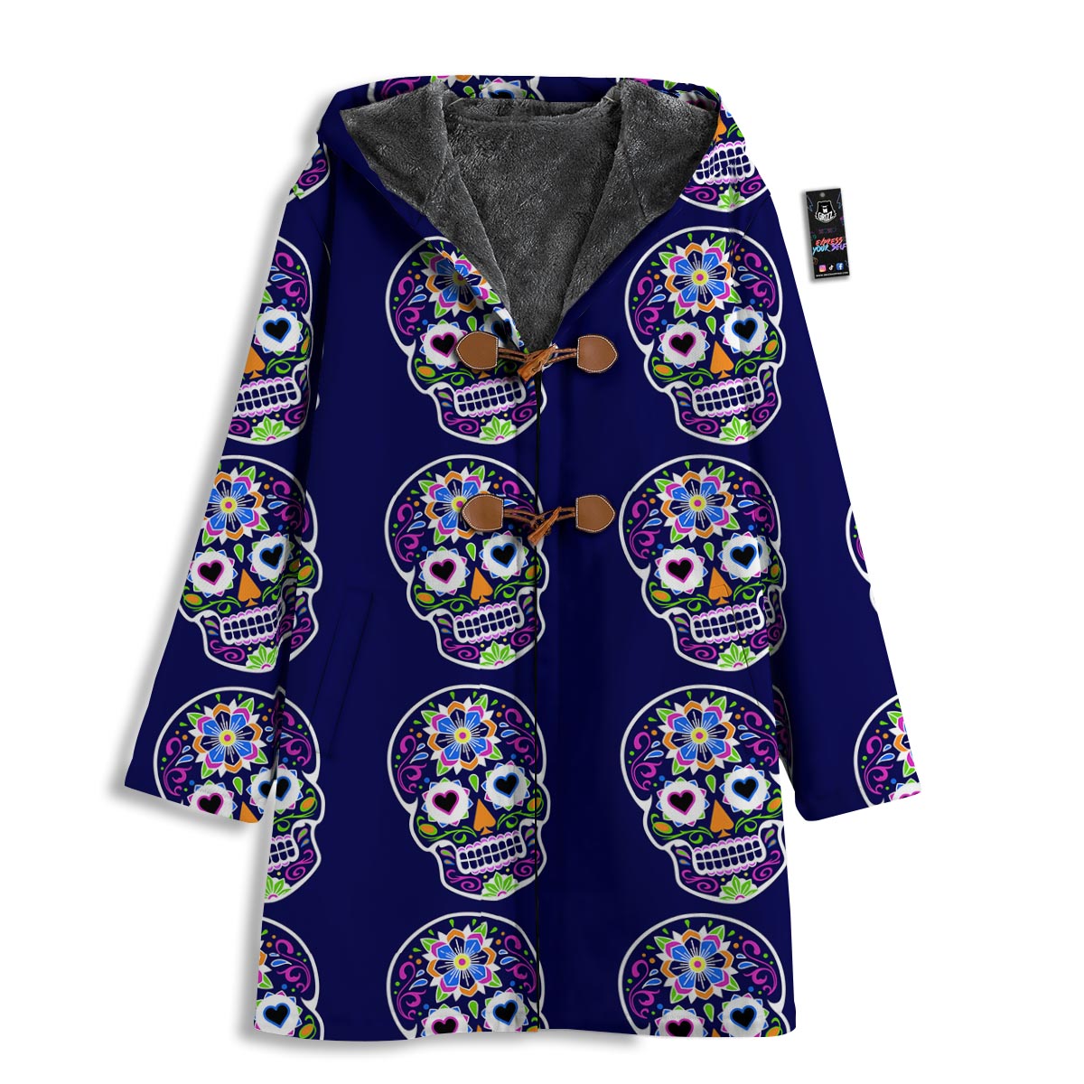 Sugar Skull Teal Pink Print Pattern Men's Windbreaker Jacket-grizzshop