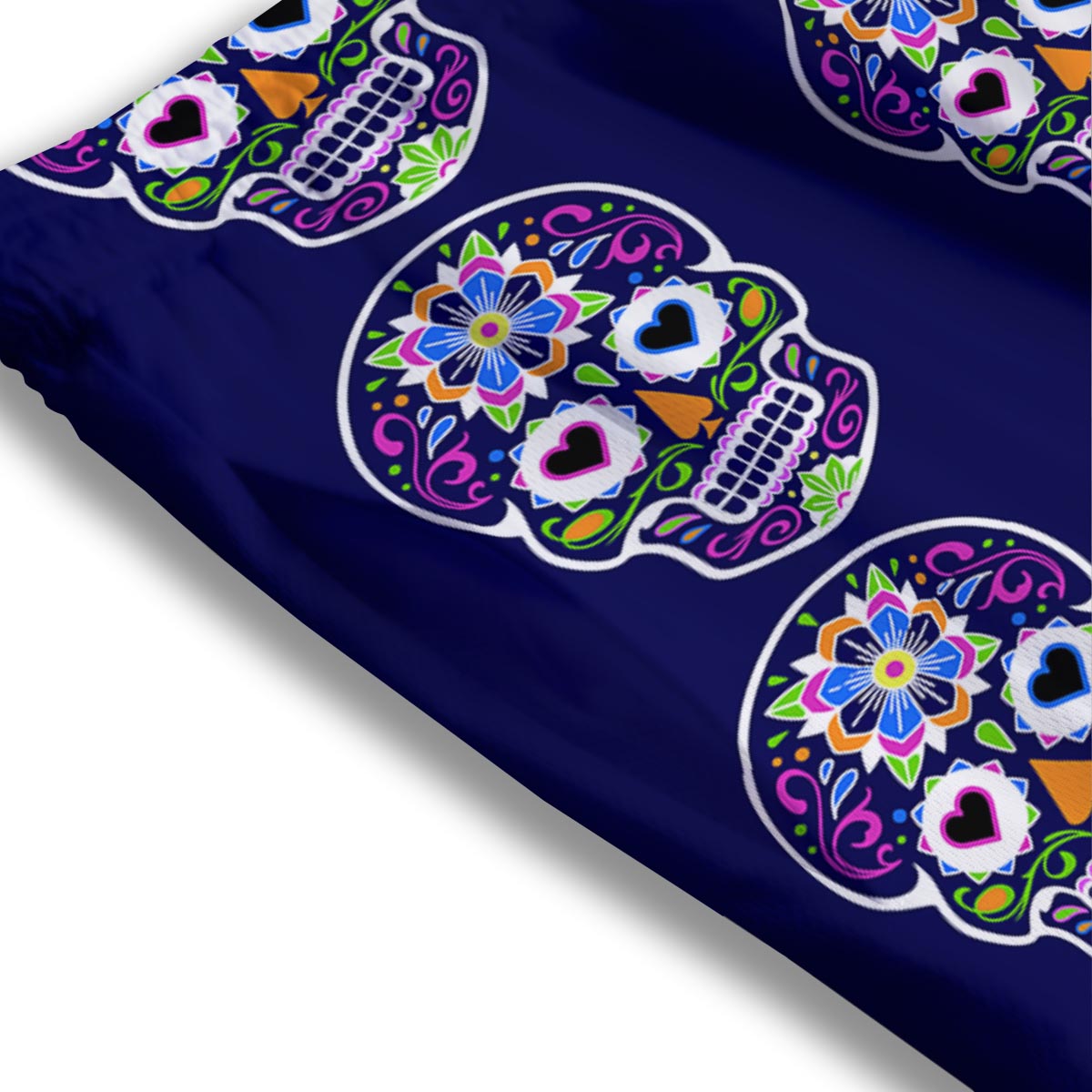 Sugar Skull Teal Pink Print Pattern Mesh Shorts