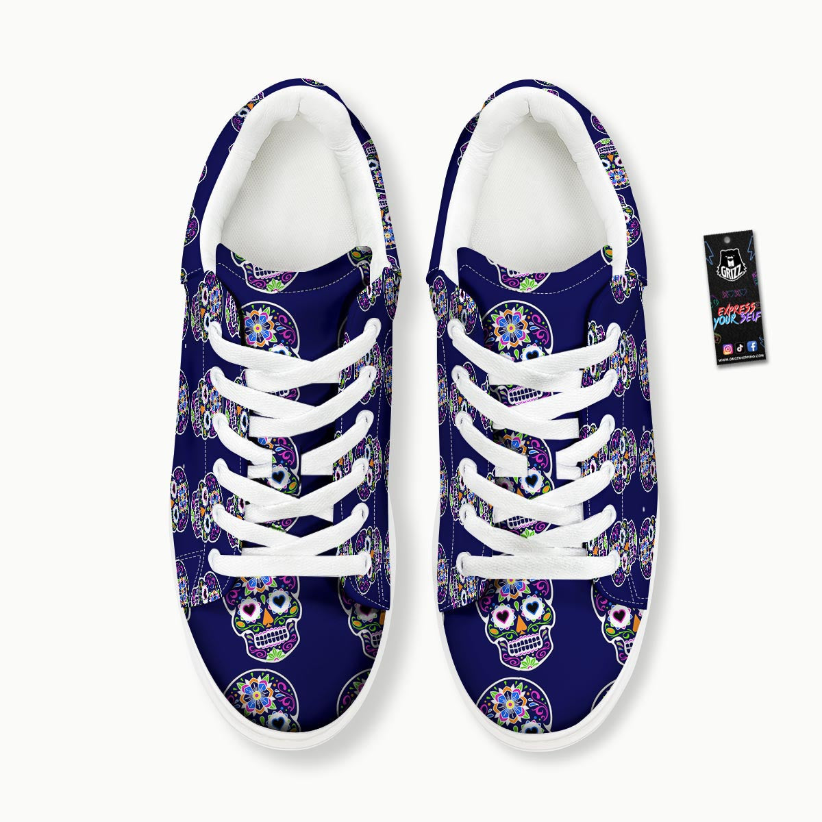 Sugar Skull Teal Pink Print Pattern Platform Shoes-grizzshop