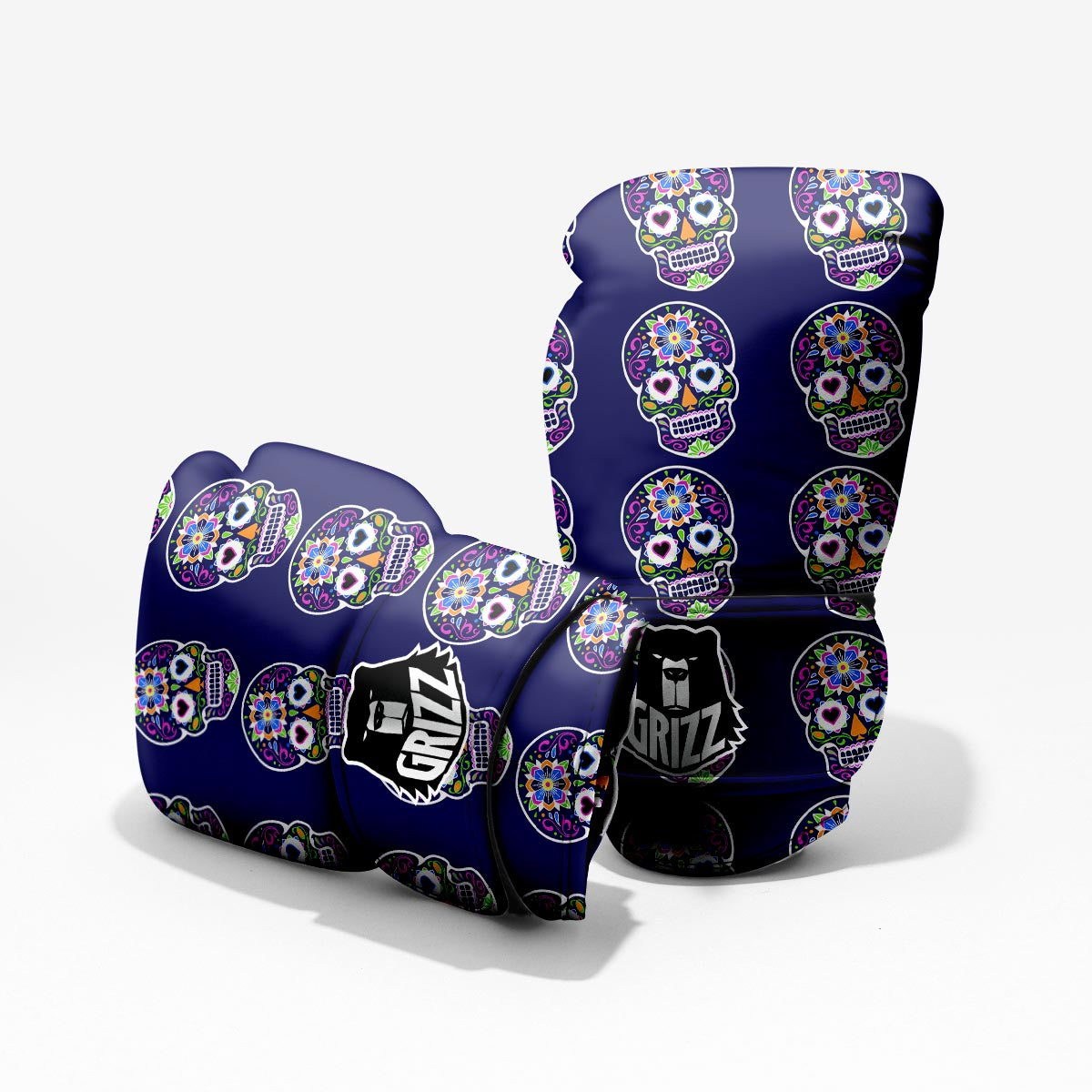 Sugar Skull Teal Pink Print Pattern Pro Boxing Glove