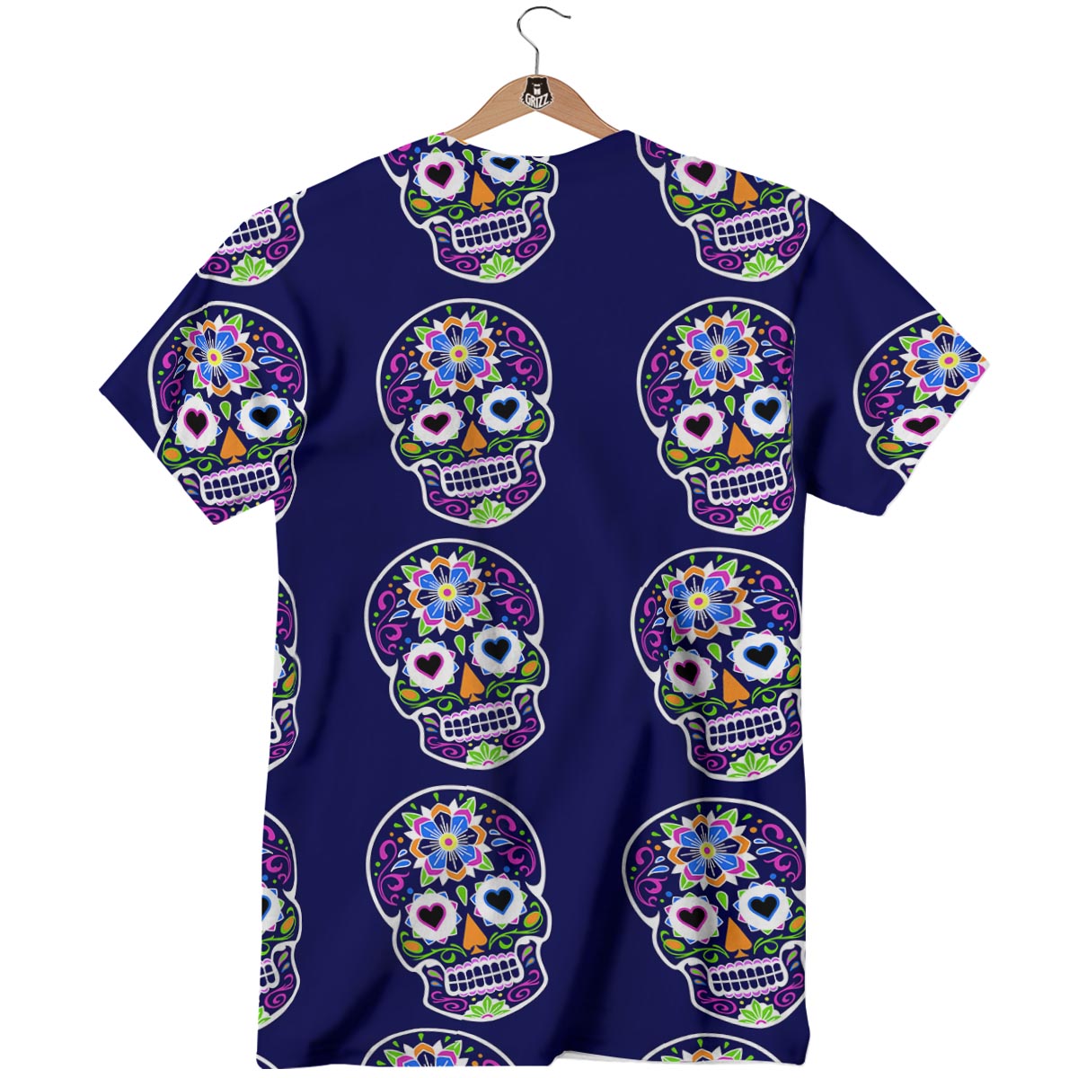 Sugar Skull Teal Pink Print Pattern T-Shirt-grizzshop
