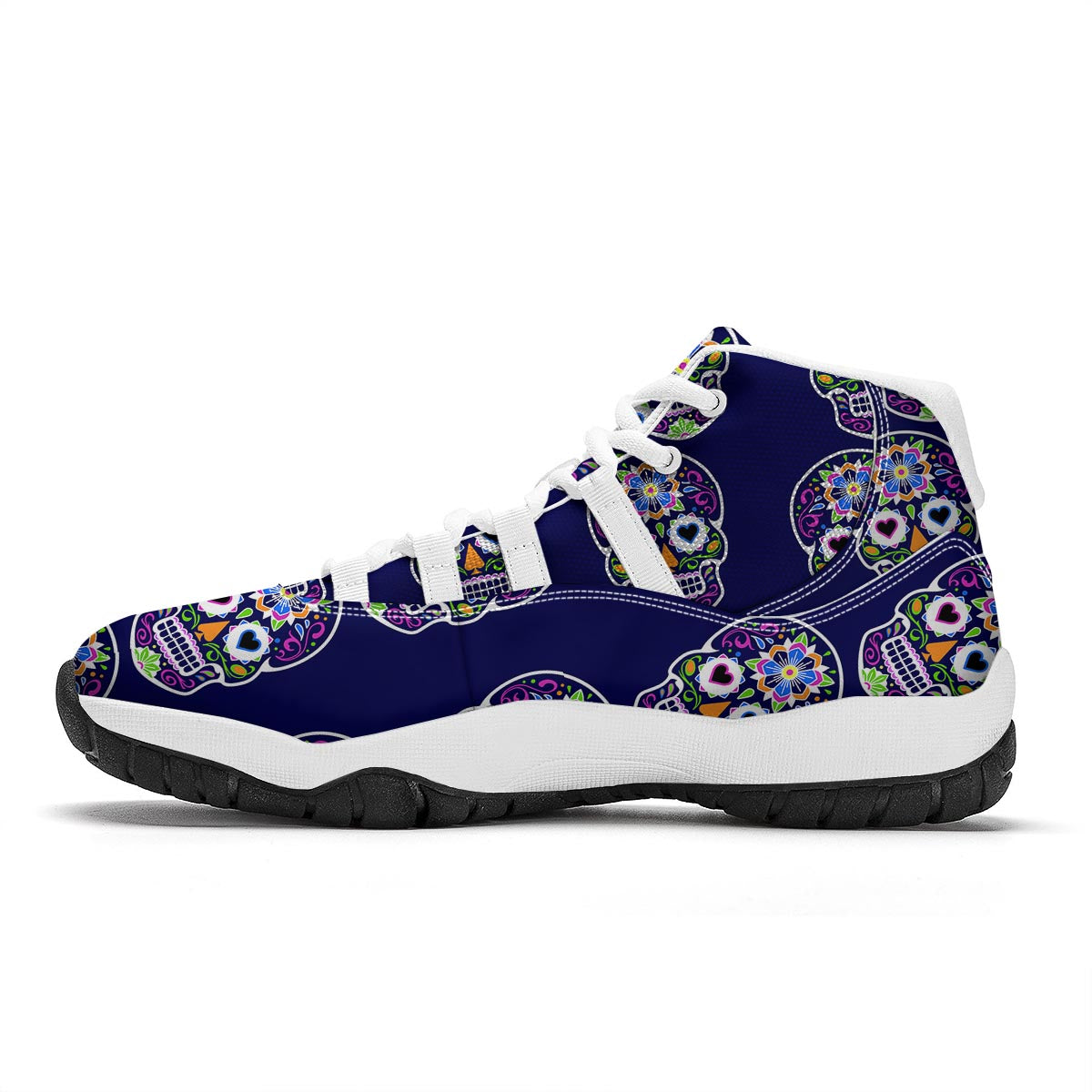 Sugar Skull Teal Pink Print Pattern White Bball Shoes-grizzshop