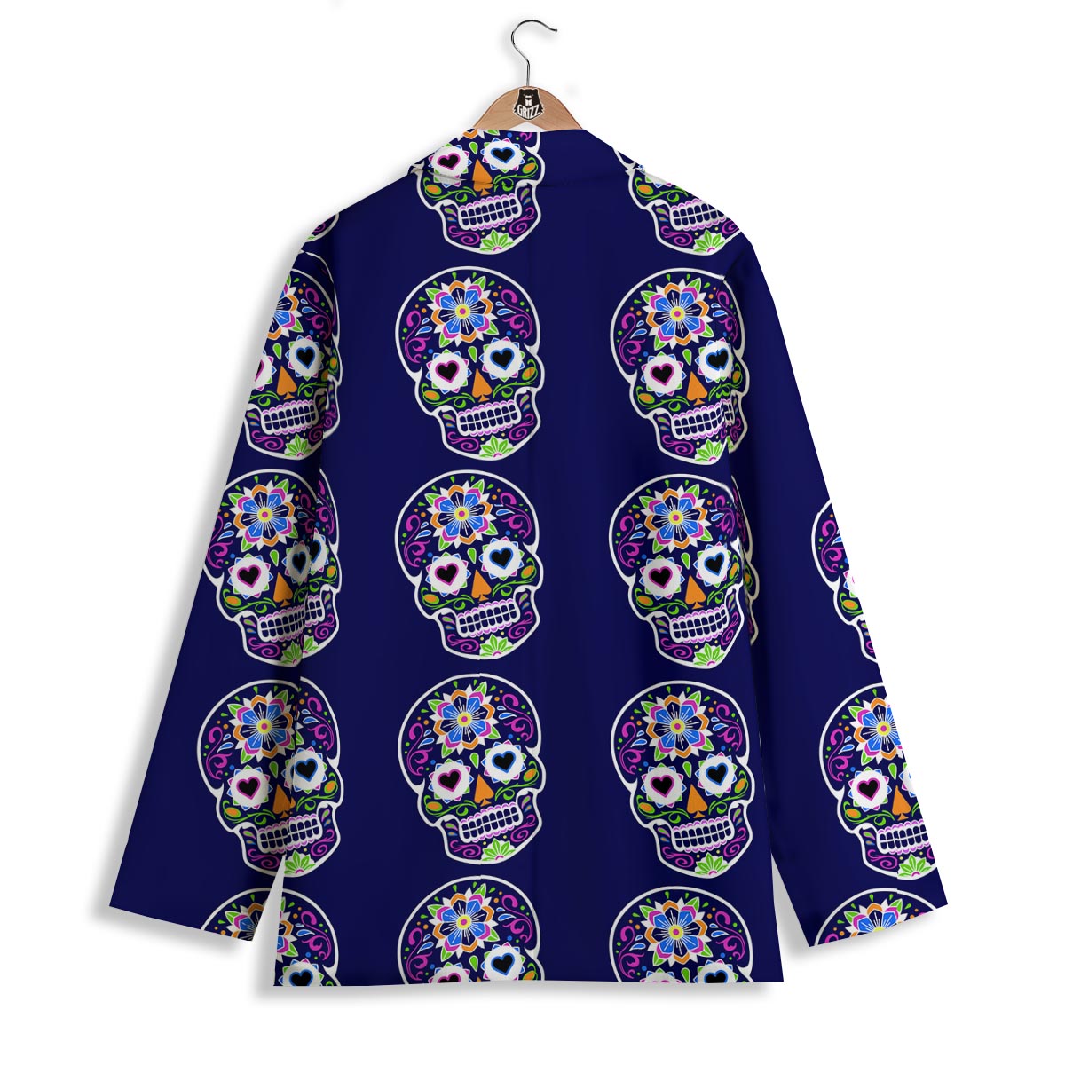 Sugar Skull Teal Pink Print Pattern Women's Blazer-grizzshop