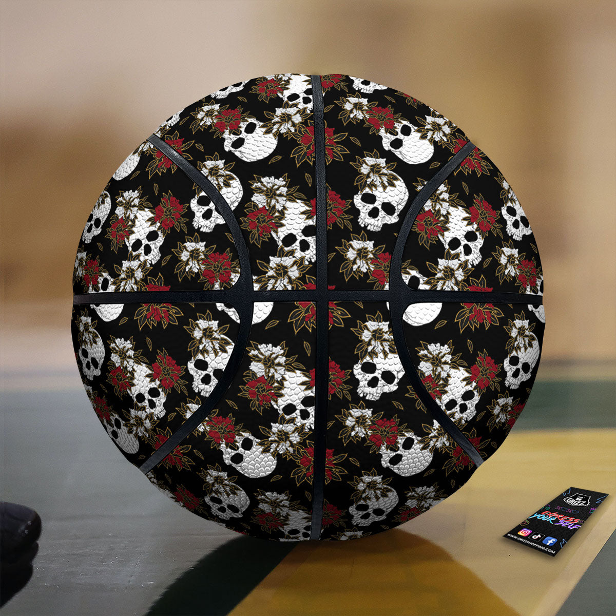 Sugar Skull White And Red Print Pattern Basketball