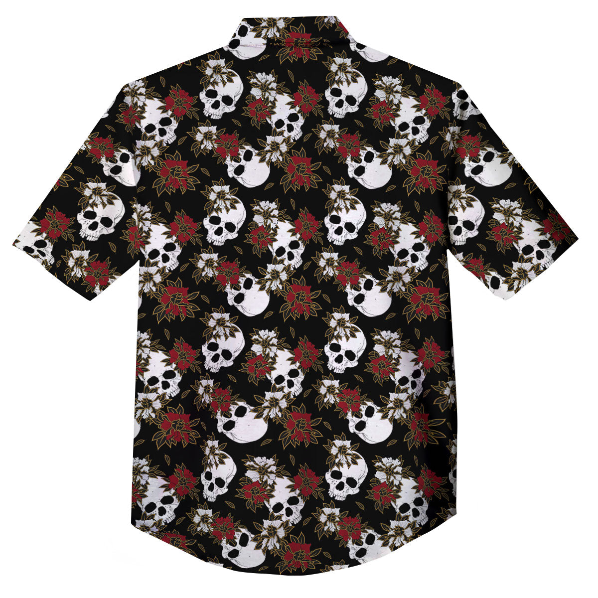 Sugar Skull White And Red Print Pattern Button Up Shirt-grizzshop