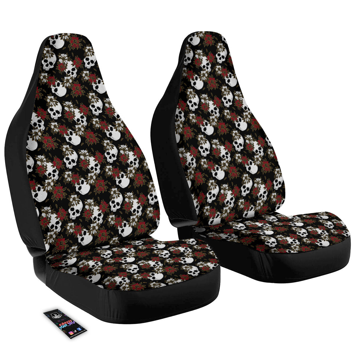 Sugar Skull White And Red Print Pattern Car Seat Covers-grizzshop