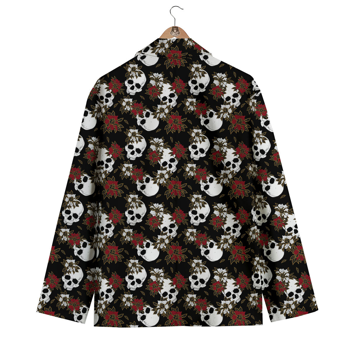 Sugar Skull White And Red Print Pattern Men's Blazer-grizzshop